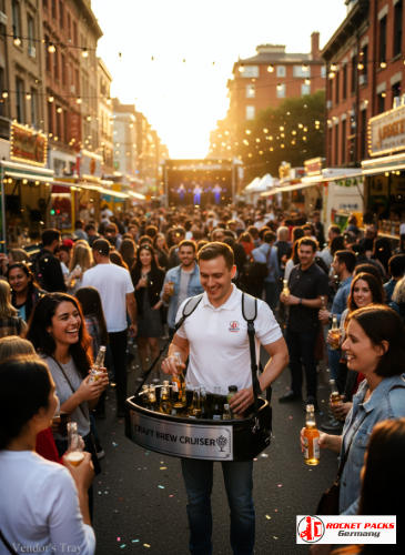 Hawker’s tray offering mobile cocktail service on the Las Vegas Strip during nightlife events.